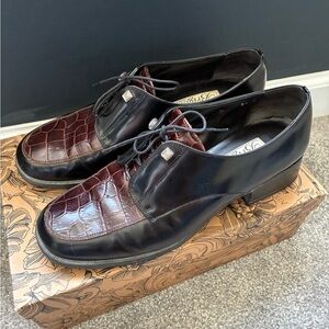 Brighton Black and Chestnut Leather Loafers